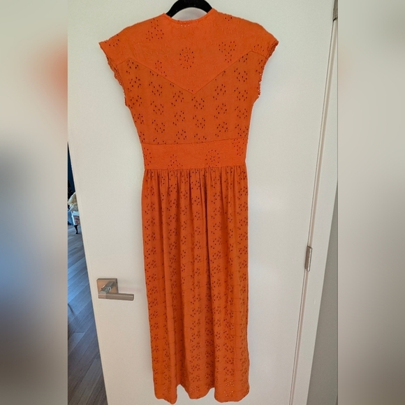 NWT ASOS Orange Midi Eyelet Dress Sz 2 - Picture 4 of 10